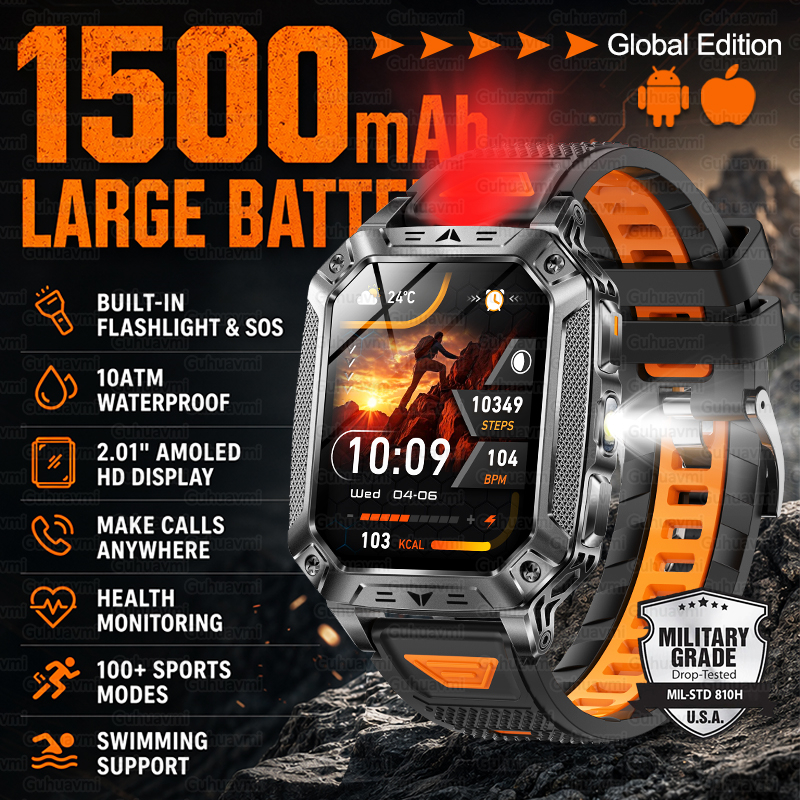 Smartwatch Watches For Men With Gps - New 1500mAh Military Outdoor Smartwatch For