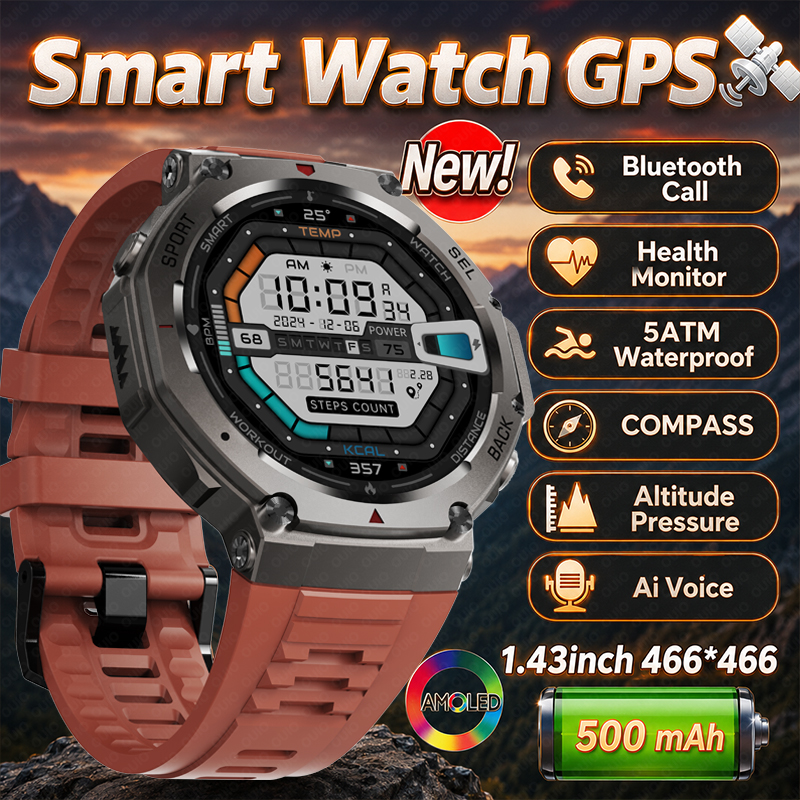 Smartwatch Watches For Men With Gps - 2026 New Military DM58 GPS Smart