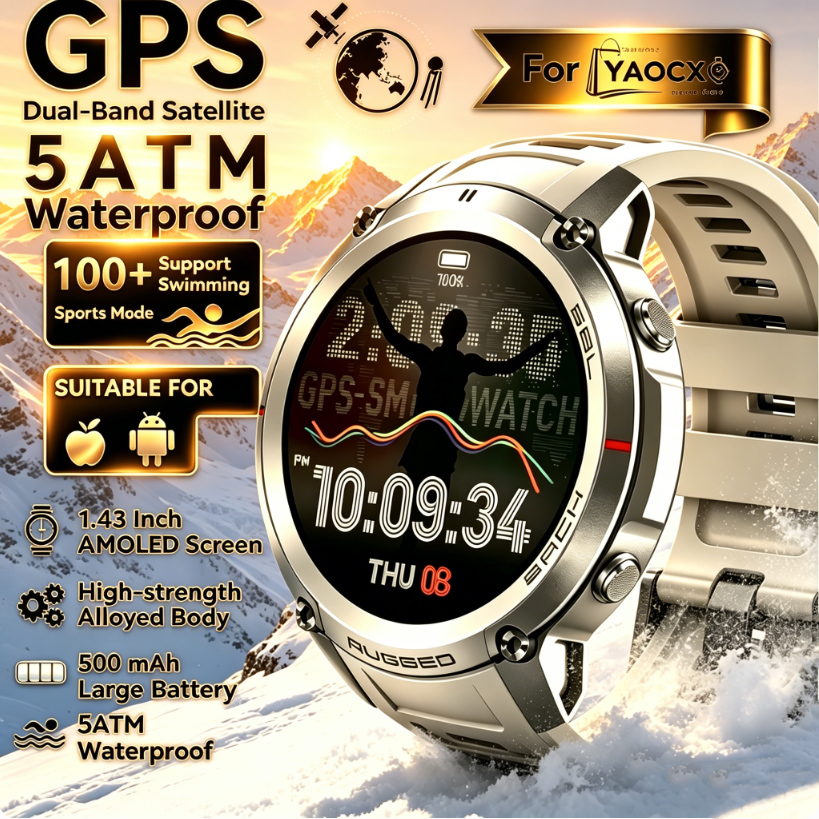 Smartwatch Watches For Men With Gps - Global Six Satellite GPS Positioning 1.43