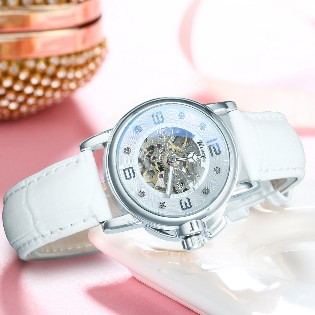 Skeleton Mechanical Watch - WINNER Elegant Skeleton Mechanical Watch for