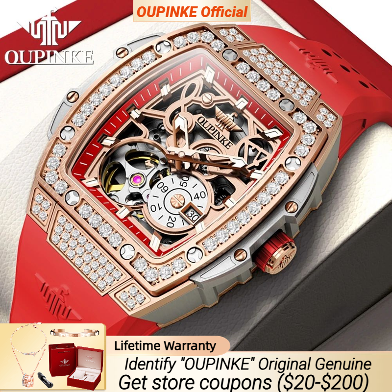 Skeleton Mechanical Watch - OUPINKE Women Watch Original Luxury Brand