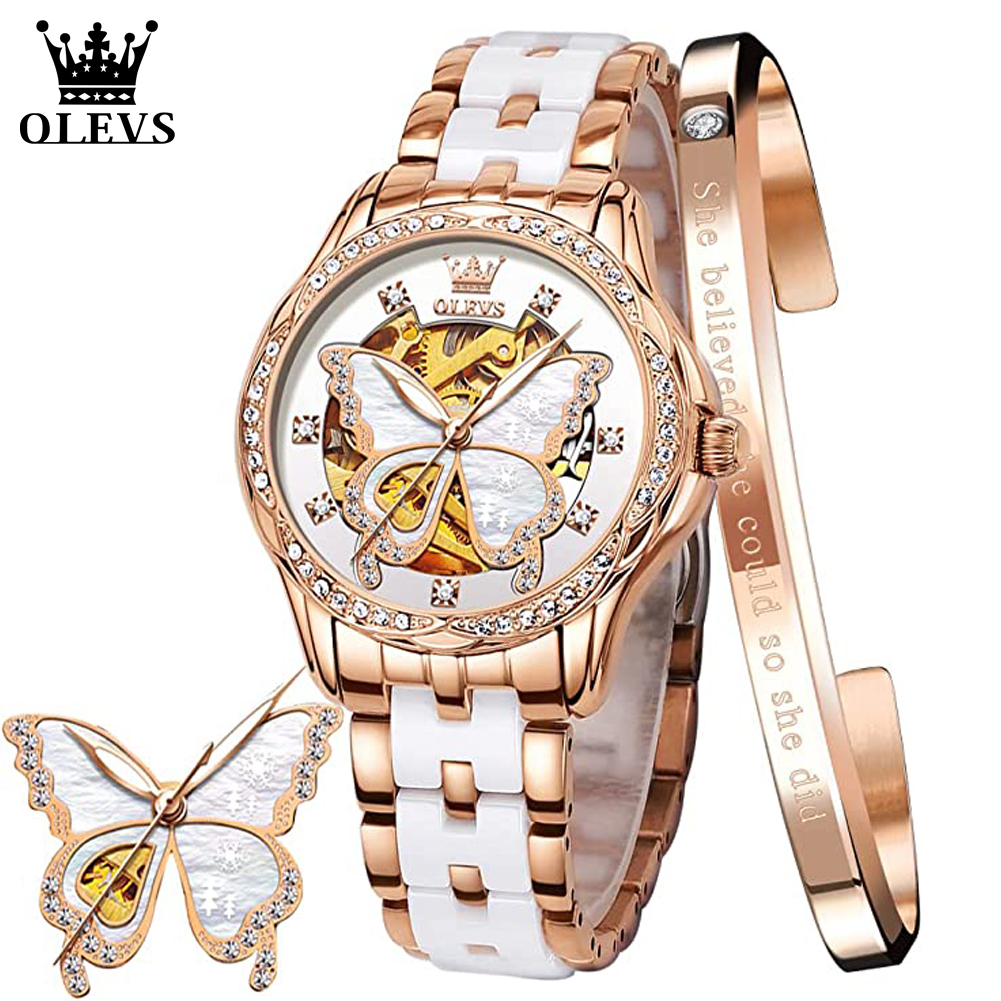Skeleton Mechanical Watch - OLEVS Women's Automatic Watches Skeleton Mechanical