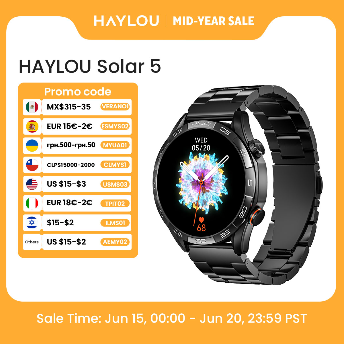 HAYLOU Solar 5 Voice Calling S - Watch Esim avis et prix