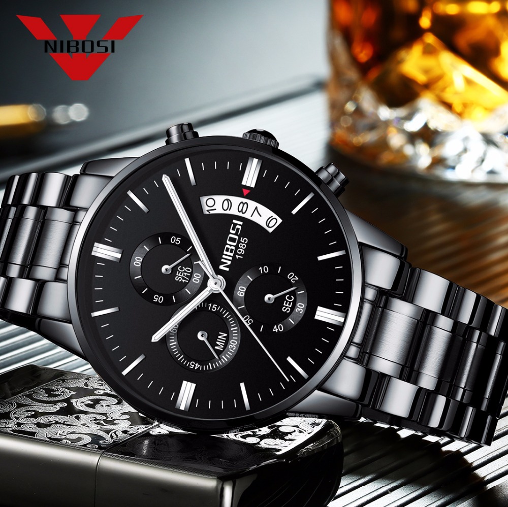 NIBOSI Stainless Steel Black Q - Smartwatch Watches For Men Brands avis et prix