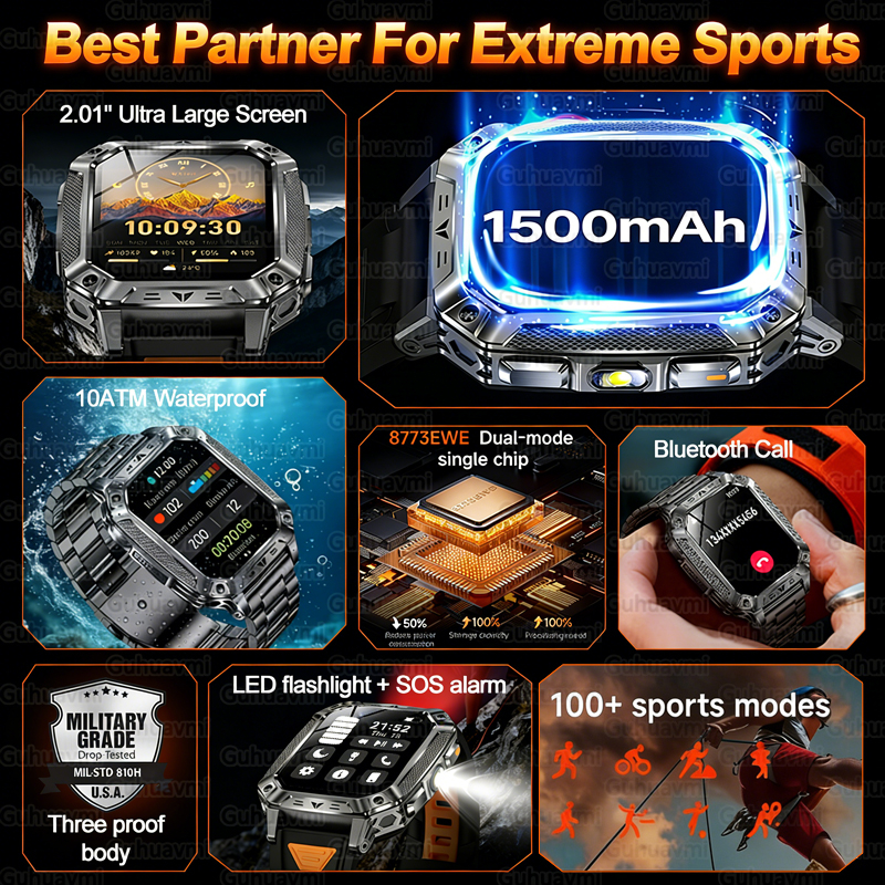 New 1500mAh Military Outdoor S - Smartwatch Watches For Men With Gps avis et prix
