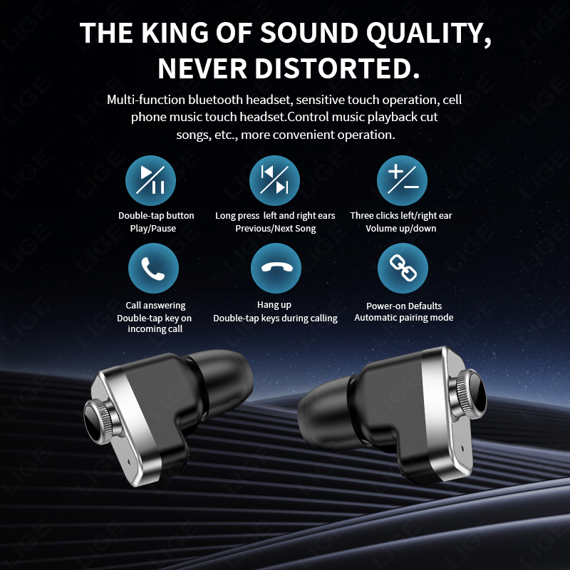 LIGE TWS Earbuds Bluetooth Hea - Smartwatch Noise Watches For Men avis et prix