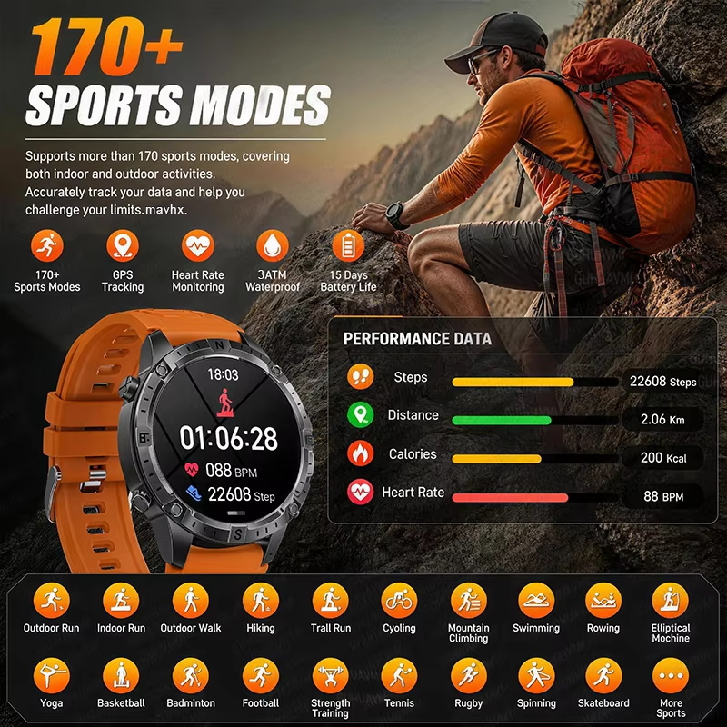 2026New Outdoor Military GPS N - Smartwatch Watches For Men With Gps avis et prix
