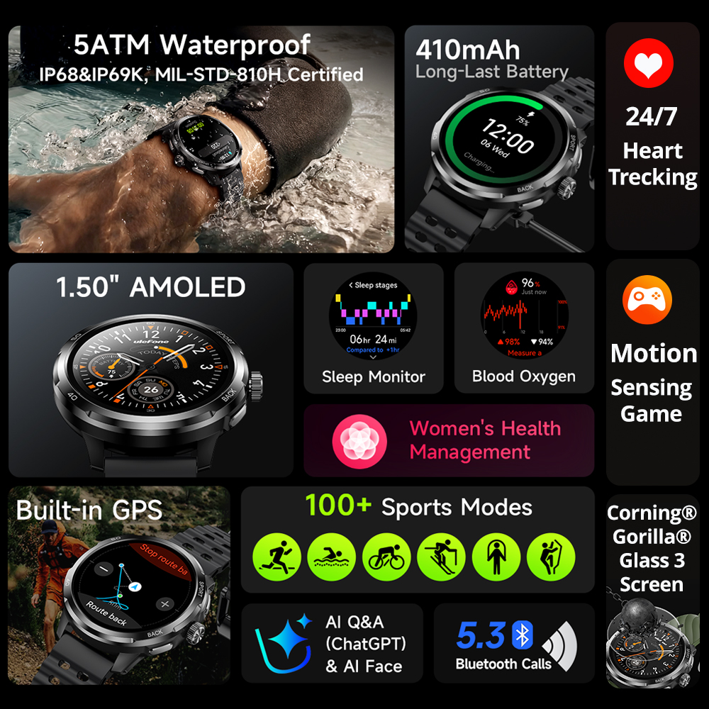 Ulefone Armor Watch Pro Smartw - Smartwatch Watches For Men With Gps avis et prix