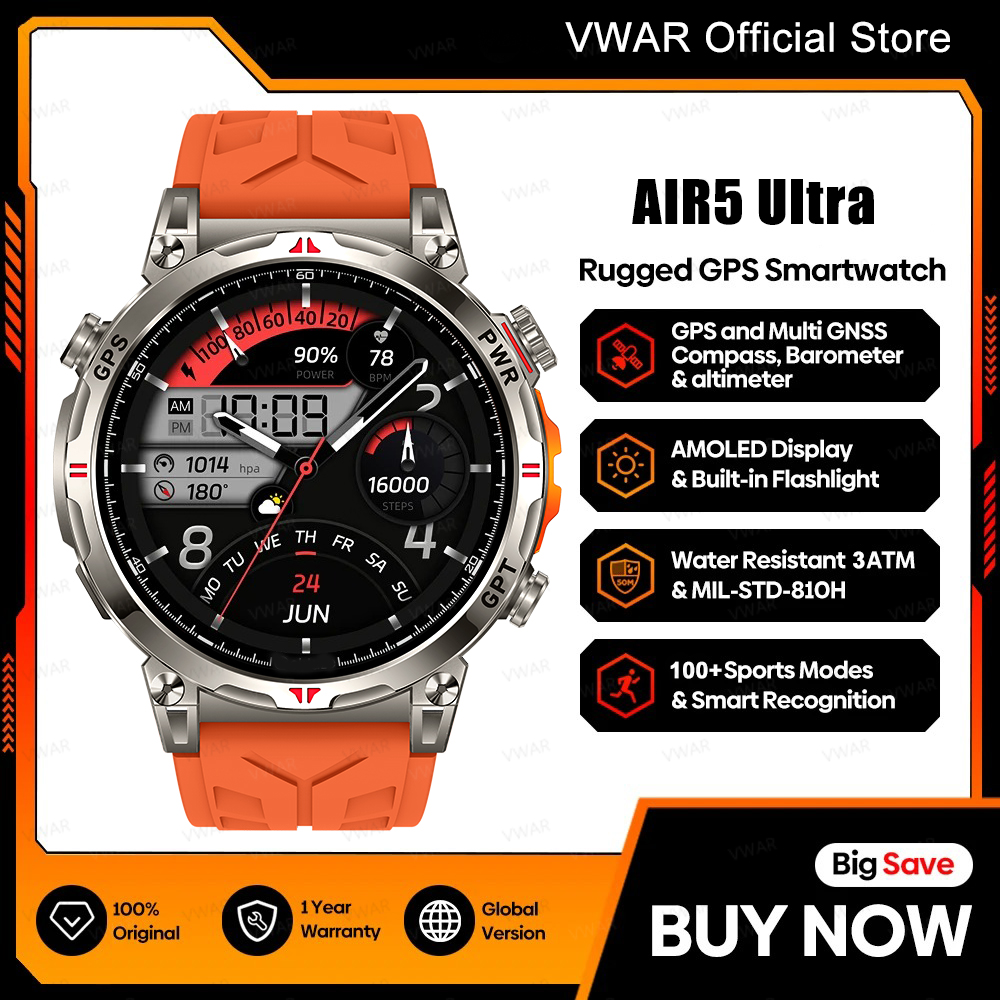 2025 New VWAR Air5 Ultra GPS S - Watch Vs Amazfit avis et prix