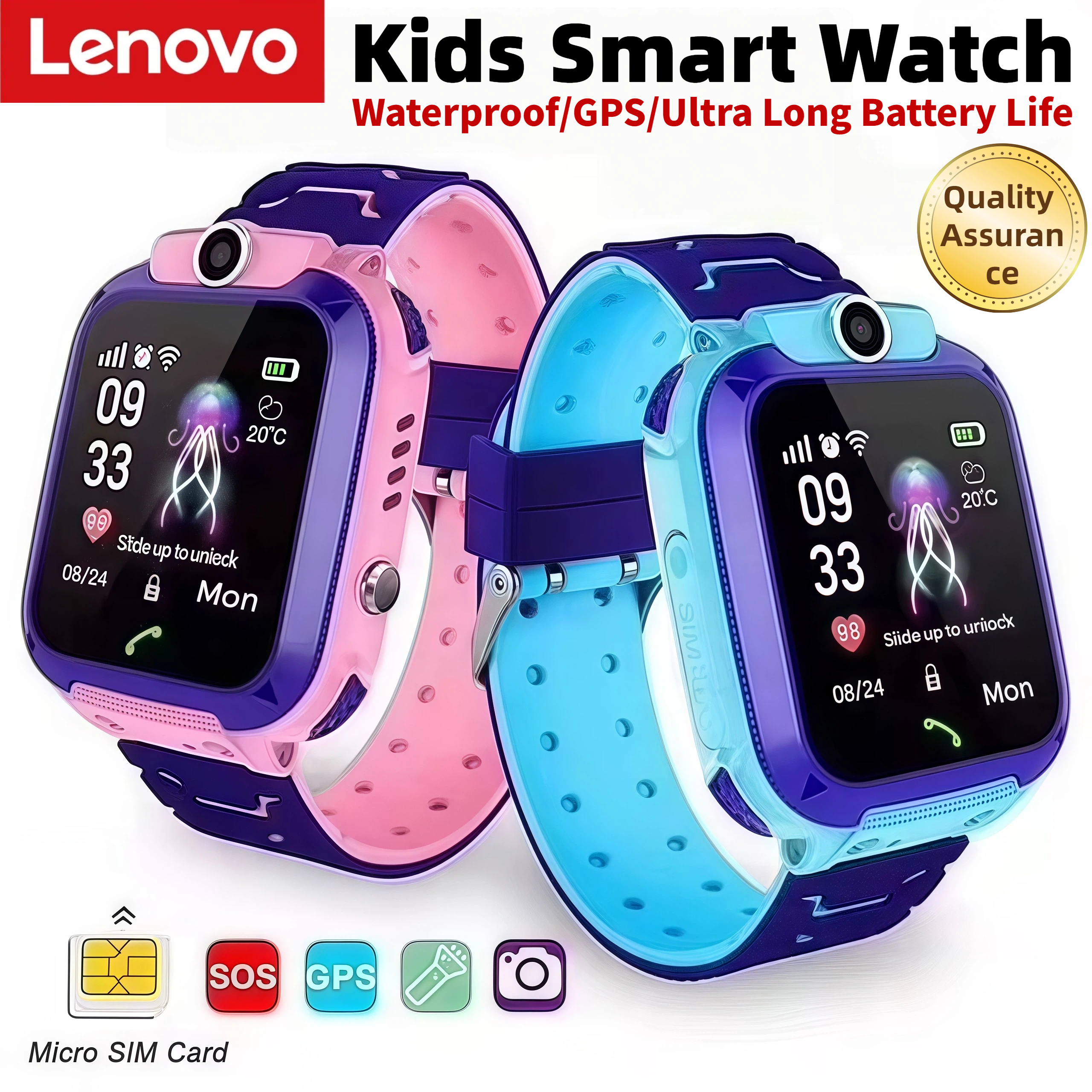 Lenovo Q12 Children's Smart Wa - Smartwatch Watches For Kid Boy With Gps avis et prix