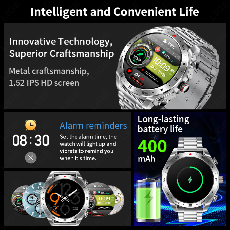 LIGE AMOLED Screen Smart Watch - Smartwatch Noise Watches For Men avis et prix