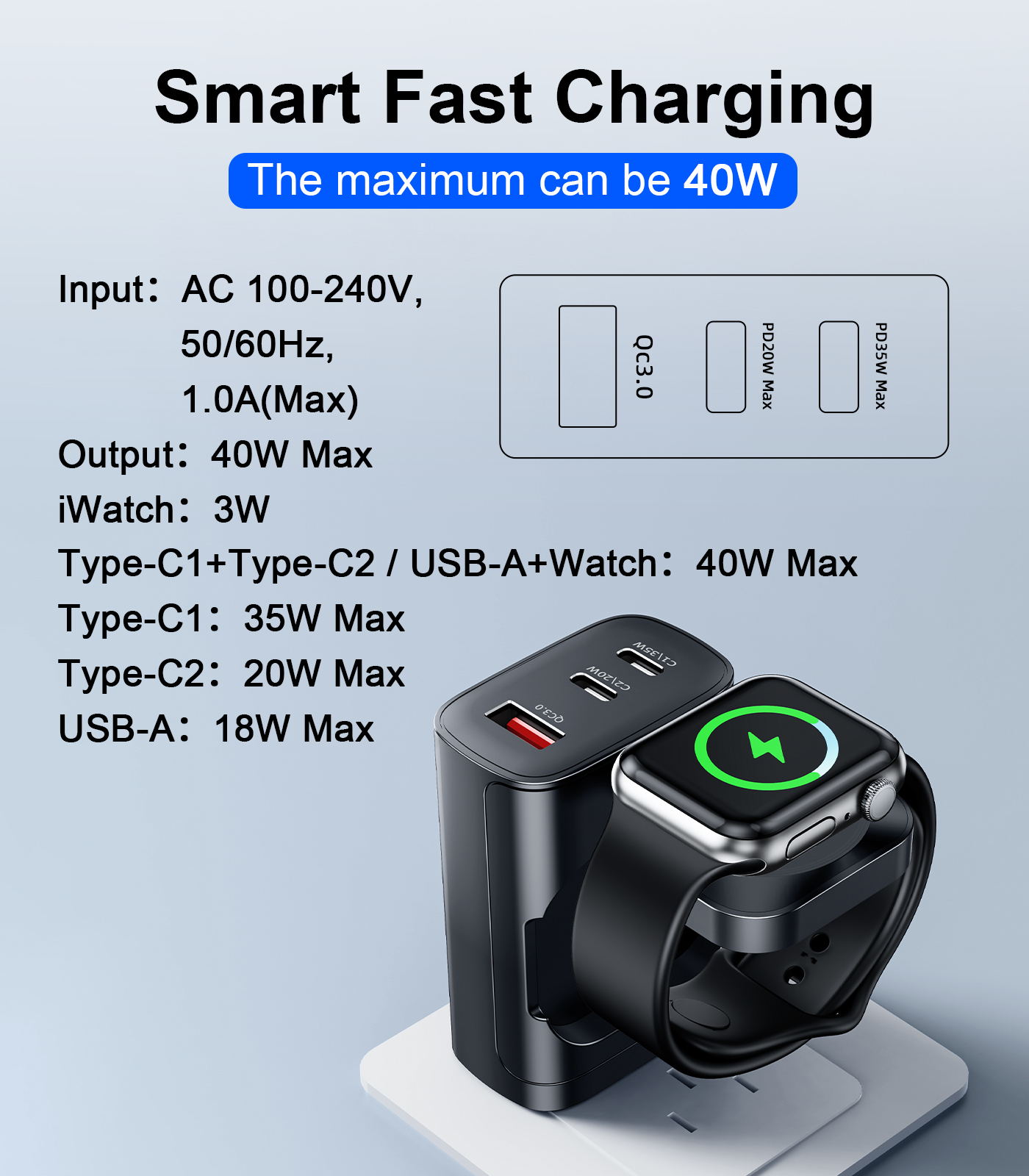 Eary 40W for Apple Charging Bl - Smartwatch Apple Watch avis et prix