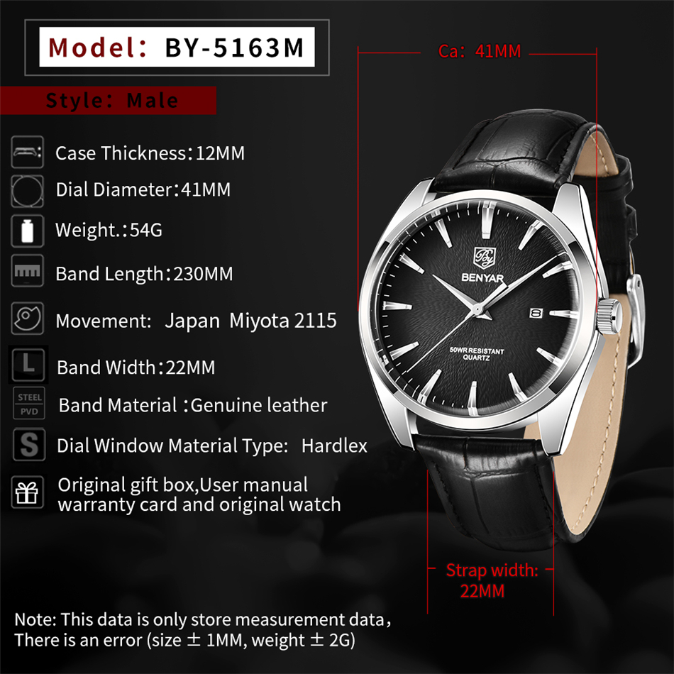 Benyar 5163 Top Brand Luxury M - Smartwatch Watches For Men Brands avis et prix