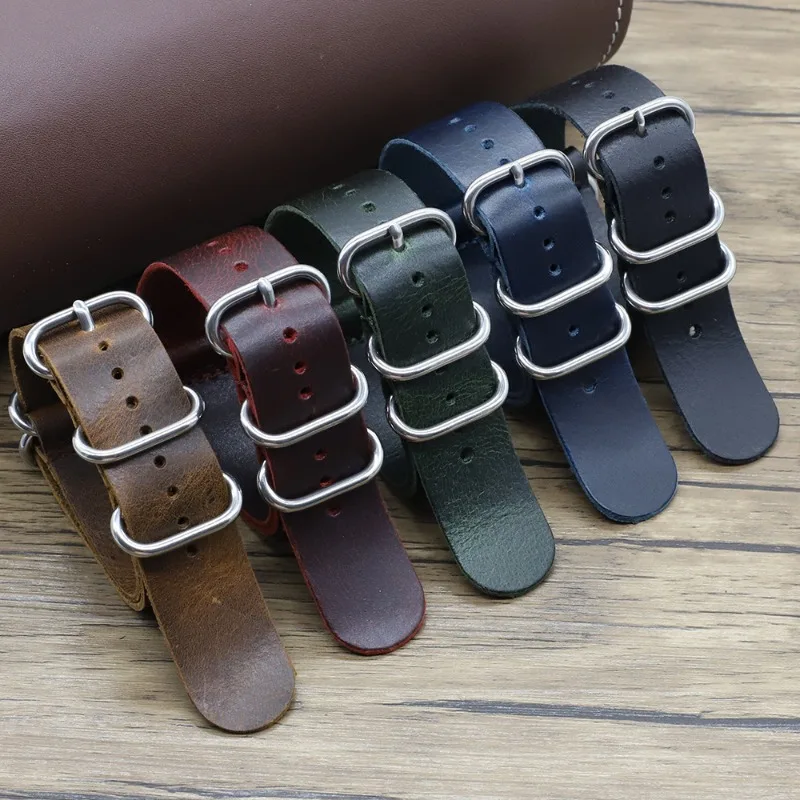 Vintage Genuine Leather Watch  - Nato Strap Nylon avis et prix