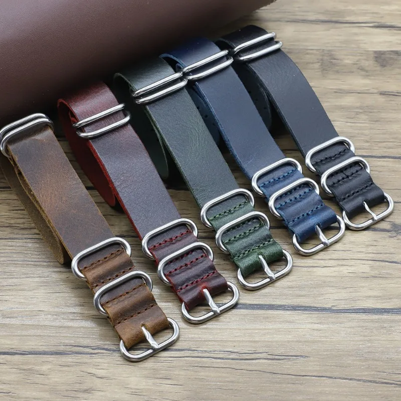 Vintage Genuine Leather Watch  - Nato Strap Nylon avis et prix