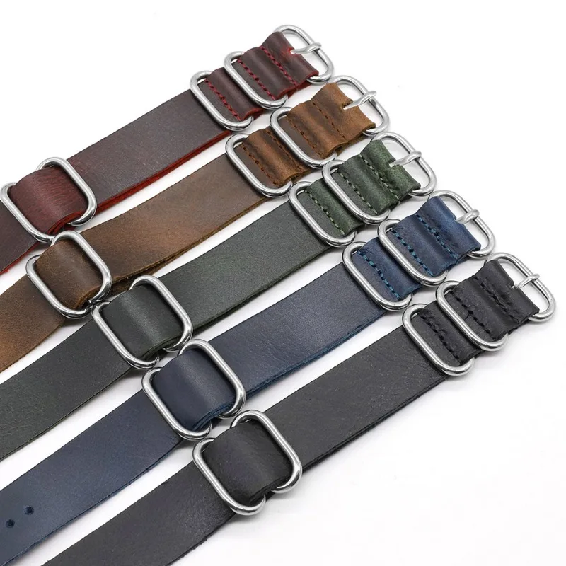 Vintage Genuine Leather Watch  - Nato Strap Nylon avis et prix