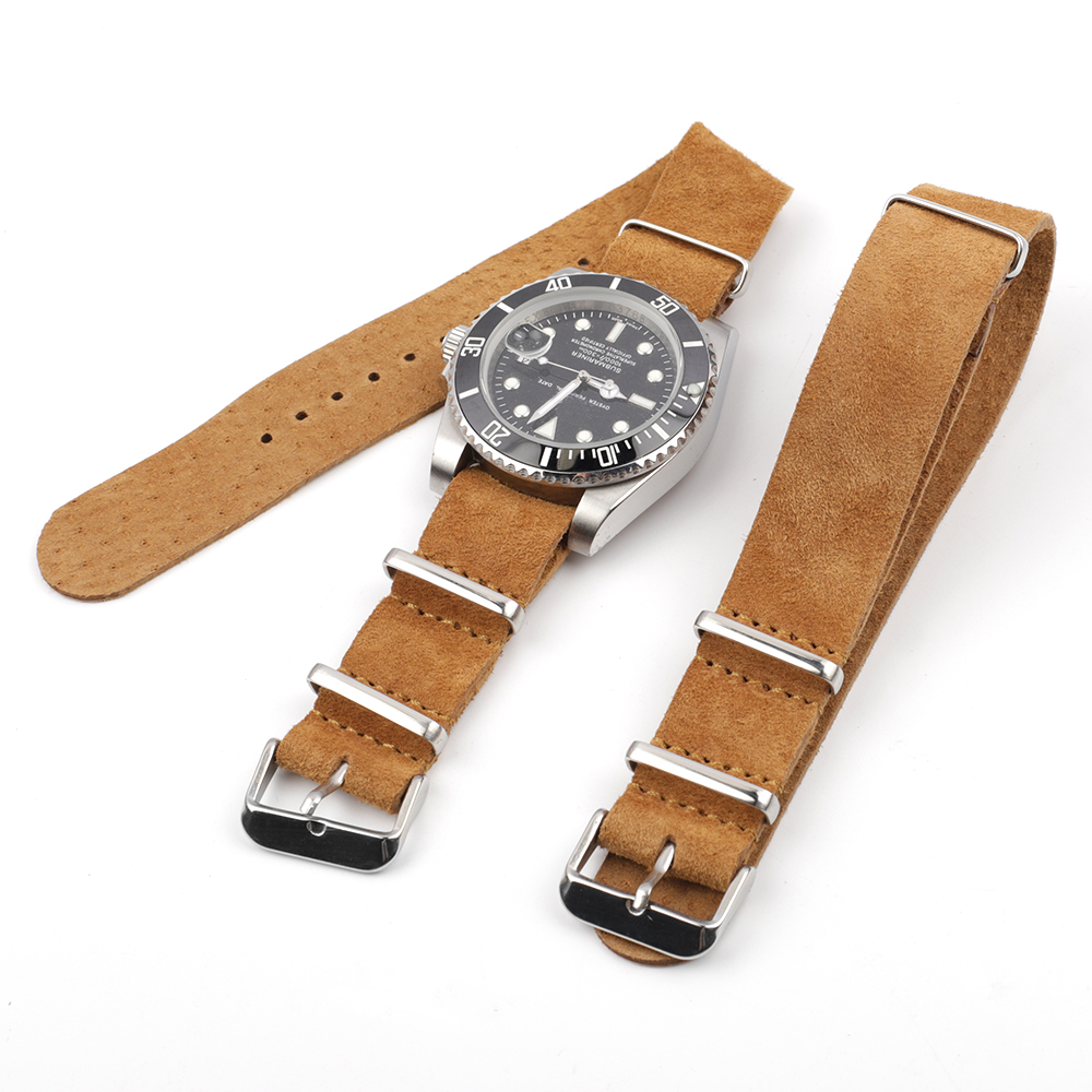 Soft Retro Suede Genuine Leath - Nato Strap Nylon avis et prix