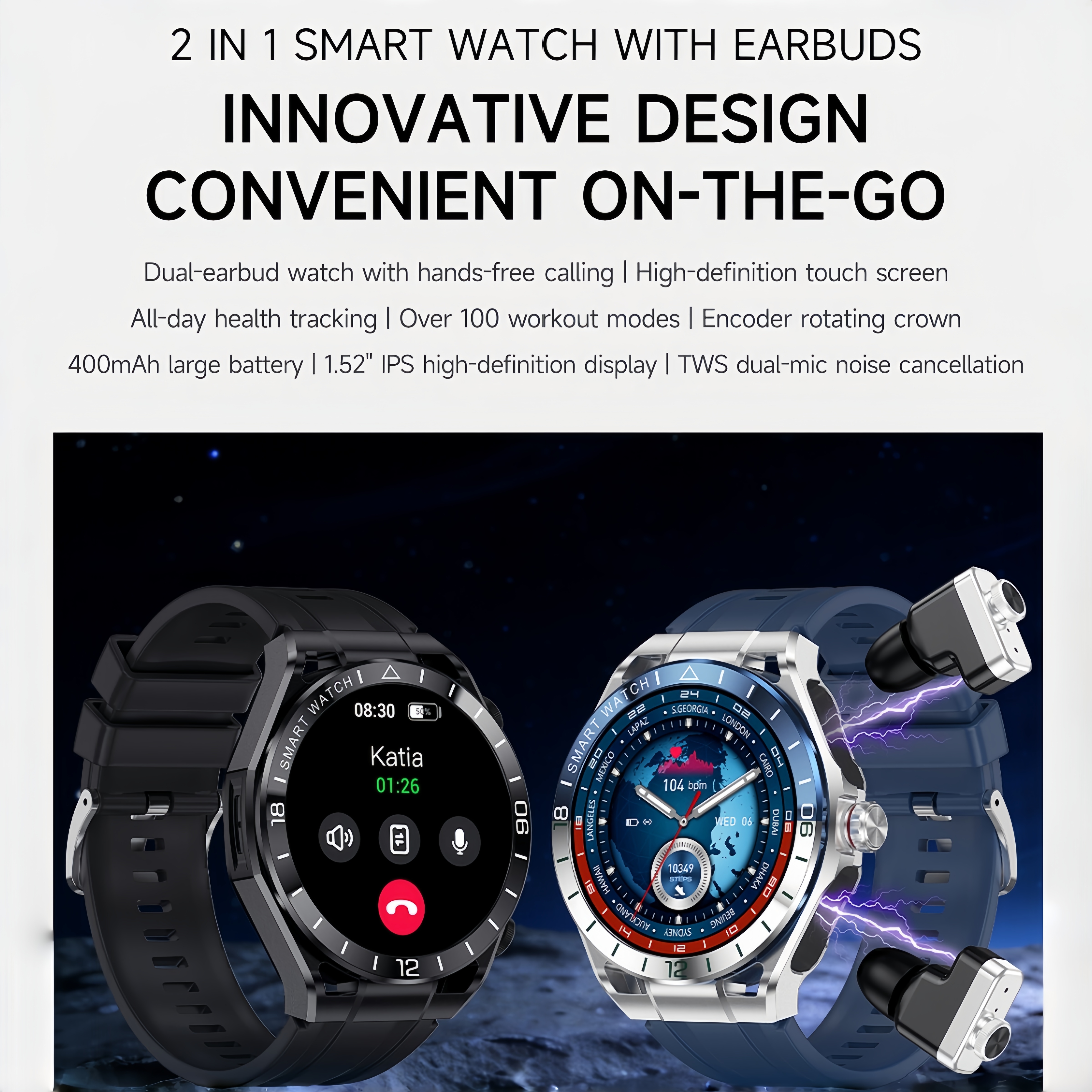 2 In 1 Bluetooth Call Earphone - Smartwatch Noise Watches For Men avis et prix