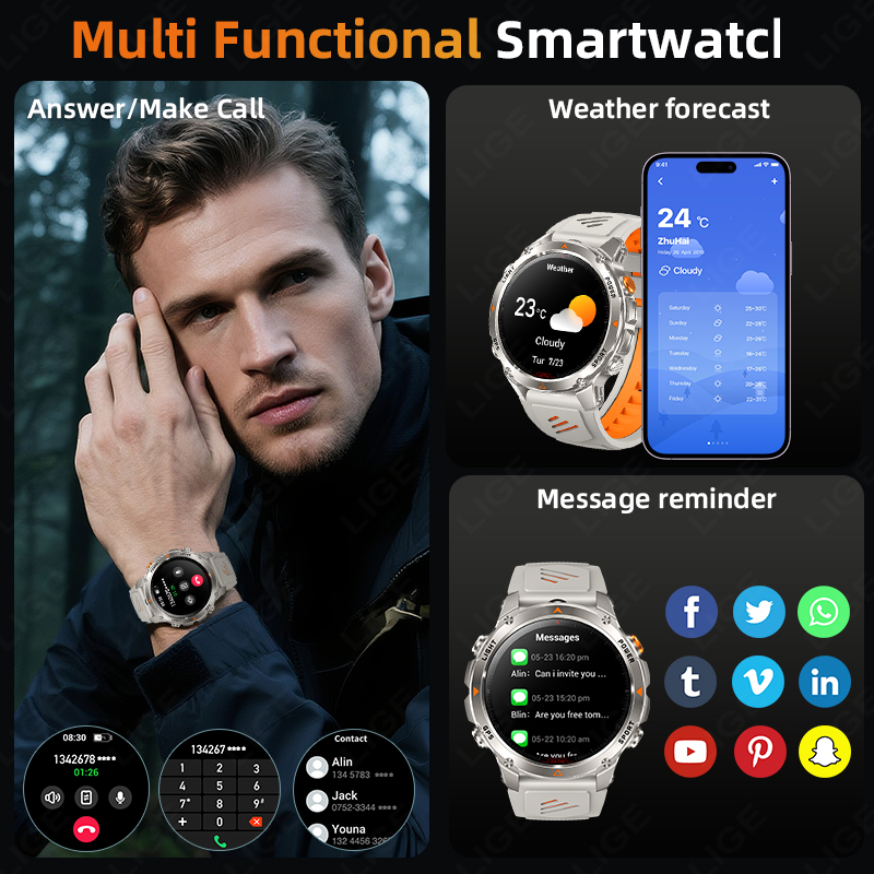 LIGE Rugged GPS Track Smart Wa - Watch Smart Smartwatch avis et prix