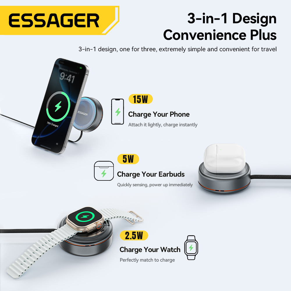 Essager 15W 3 in 1 Magnetic Wi - Smartwatch Apple Watch avis et prix