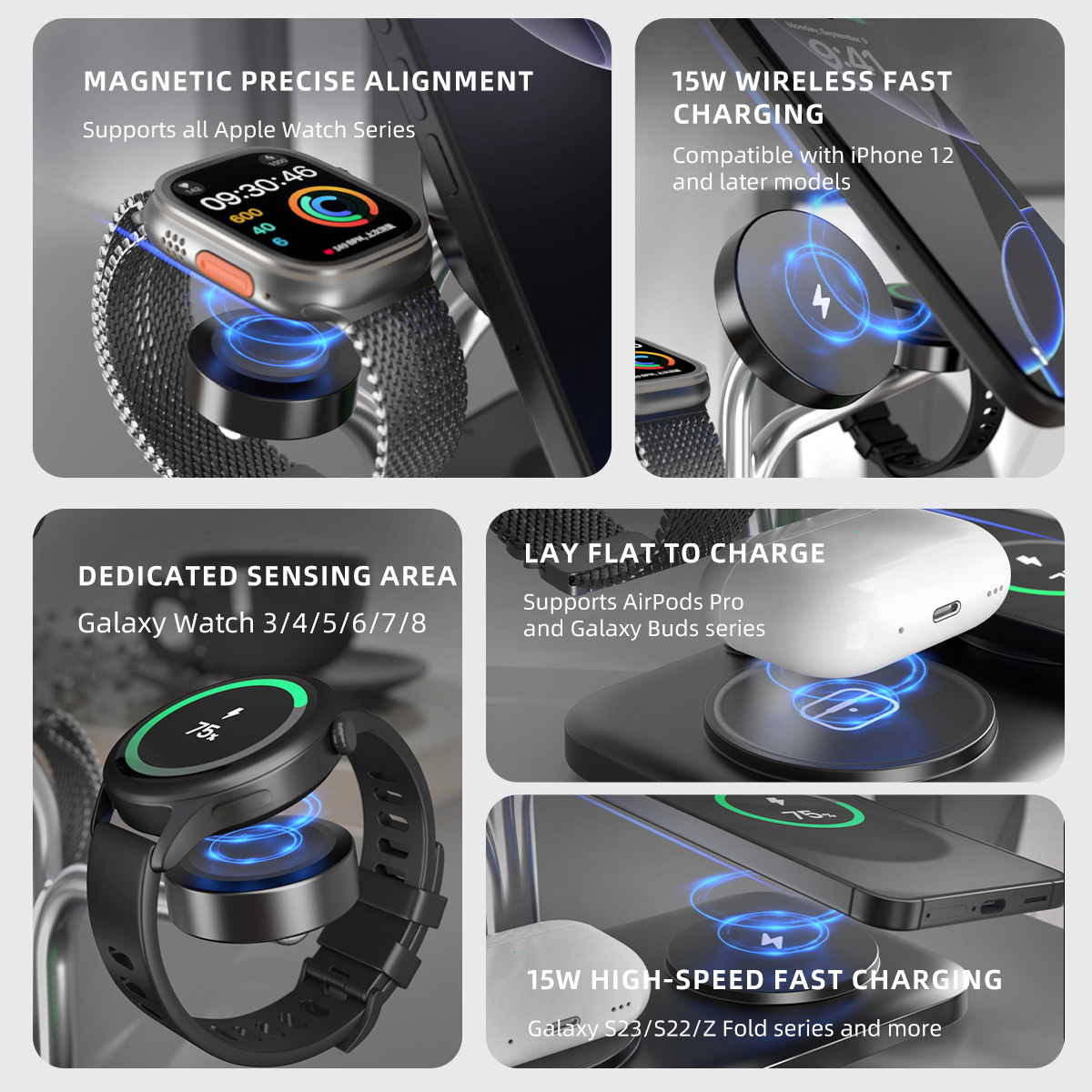 5 IN 1 Magnetic Wireless Charg - Smartwatch Apple Watch avis et prix