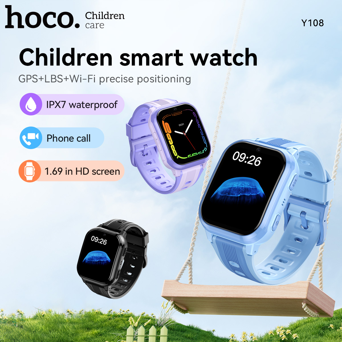 HOCO Y108 1.69inch HD LCD Curv - Smartwatch Watches For Kid Boy With Gps avis et prix